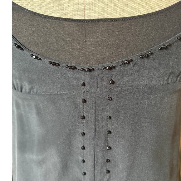 y2k Black Silk Beaded Slip Dress Size Small - Picture 5 of 7